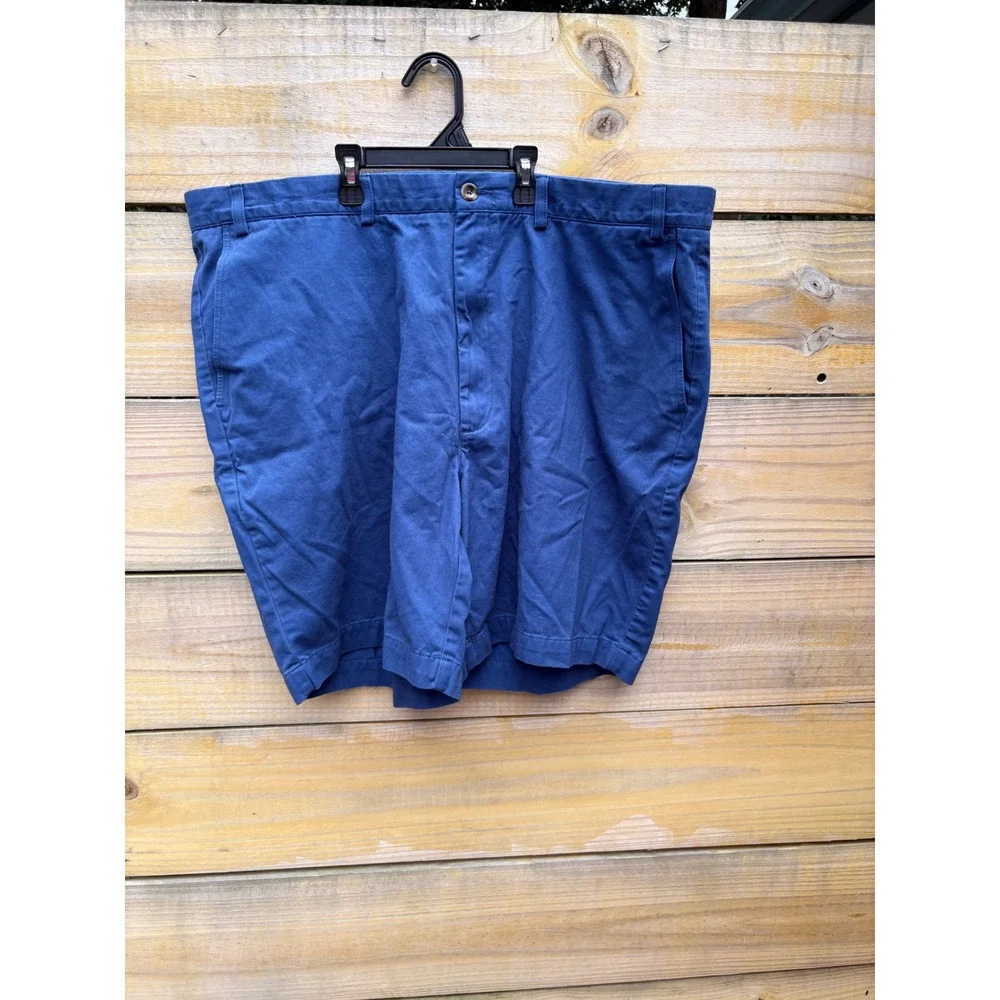 Roundtree & Yorke Casuals Mens 44 Blue Cotton Flat Front Chino Shorts RN 58909